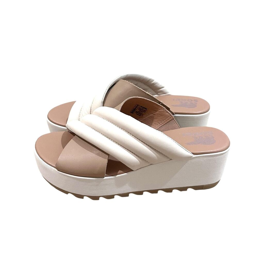 Sorel Shoes Cameron Flatform Puff Wedge Mule Sandal Size 8 | Color: Cream/White - Picture 5 of 11